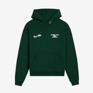 LONELY GHOST Forest Green Hoodie with Text Print